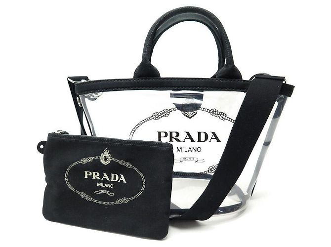 Etiquette HANDTASCHE PRADA CABAS PLEXI PM 1BG187 SCHWARZE HANDTASCHE AUS TRANSPARENTEM KUNSTSTOFF - Ansicht 24