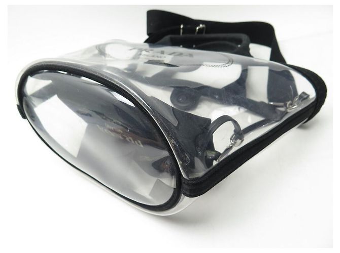 Etiquette HANDTASCHE PRADA CABAS PLEXI PM 1BG187 SCHWARZE HANDTASCHE AUS TRANSPARENTEM KUNSTSTOFF - Ansicht 3