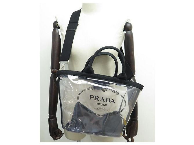 Etiquette HANDTASCHE PRADA CABAS PLEXI PM 1BG187 SCHWARZE HANDTASCHE AUS TRANSPARENTEM KUNSTSTOFF - Ansicht 5