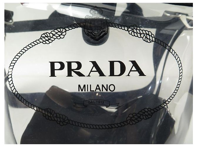 Etiquette HANDTASCHE PRADA CABAS PLEXI PM 1BG187 SCHWARZE HANDTASCHE AUS TRANSPARENTEM KUNSTSTOFF - Ansicht 6