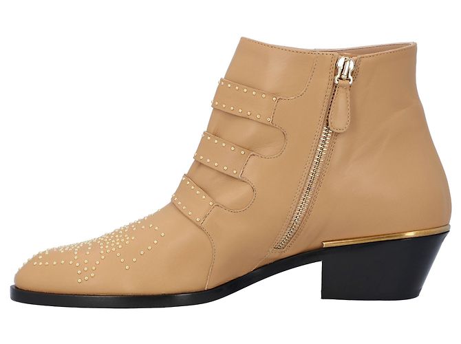 Botas cortas mujer Chloé susanna en piel beige Castaño - vista 2