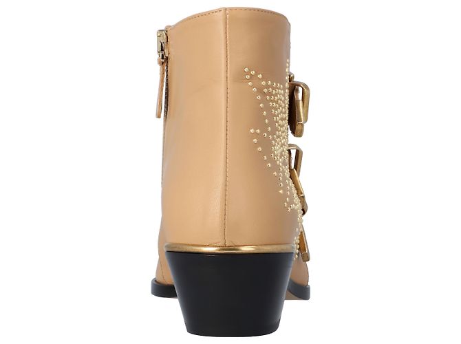Botas cortas mujer Chloé susanna en piel beige Castaño - vista 3
