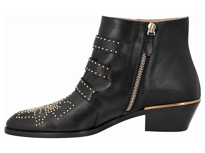 Stivaletti susanna da donna Chloé in pelle nera con borchie dorate Nero - vista 2