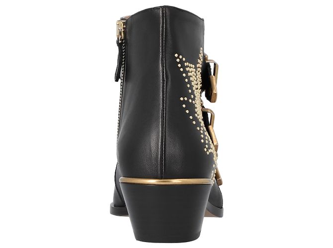 Stivaletti susanna da donna Chloé in pelle nera con borchie dorate Nero - vista 3