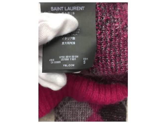 SAINT LAURENT 14AW / Argyle pattern knit / Sweater (thick) / S / Mohair - view 4