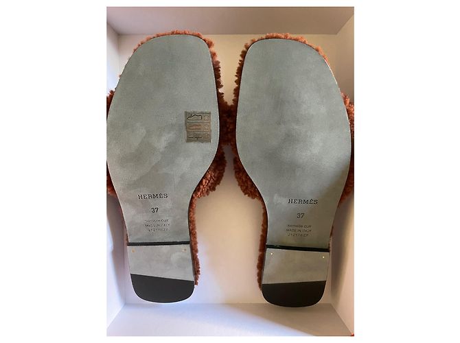 Hermès Oran Sandalen Braun Wolle Größe 37 - Ansicht 2