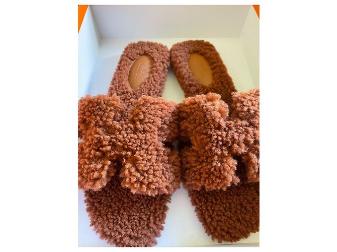 Hermès Oran Sandalen Braun Wolle Größe 37 - Ansicht 5