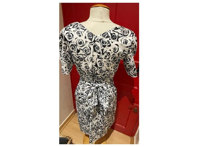 Agnès b. Baumwollkleid Schwarz Weiß Grau Größe 38 - Ansicht 4