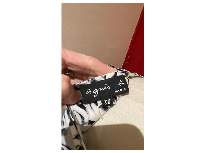 Agnès b. Baumwollkleid Schwarz Weiß Grau Größe 38 - Ansicht 5
