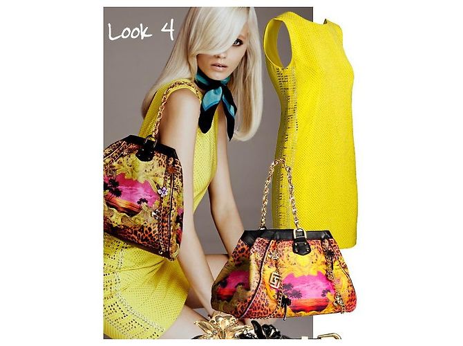 Versace For H&M VESTIDO DE SEDA CON GRECIA AL LADO VERSACE per H&M. Amarillo - vista 3