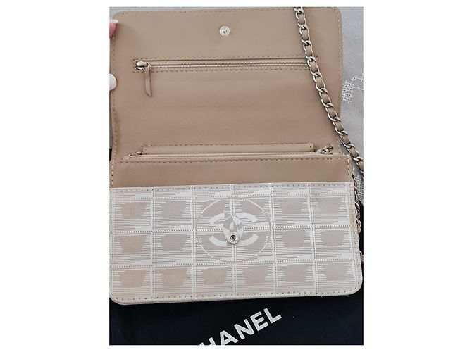 Chanel Wallet on Chain Beige in tessuto - vista 8