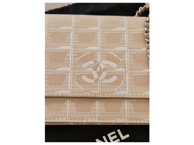 Chanel Wallet on Chain Beige in tessuto - vista 9