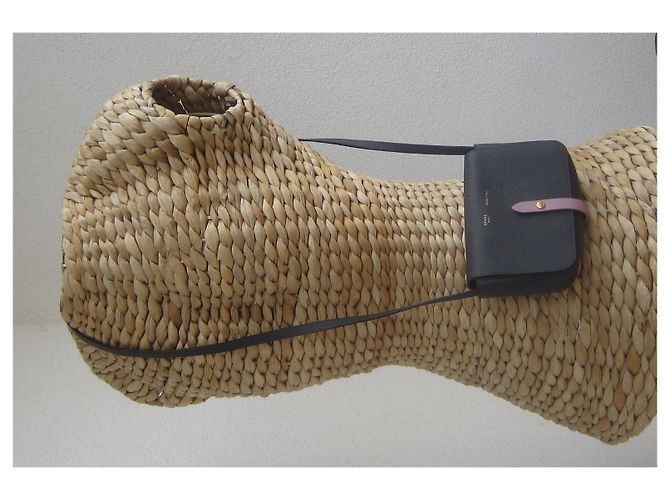 Borsa a spalla Céline in vitello granulato grigio antracite e lilla - vista 10