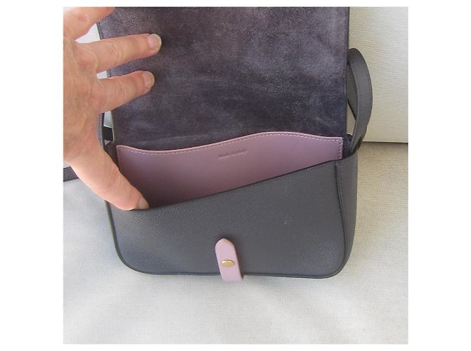 Borsa a spalla Céline in vitello granulato grigio antracite e lilla - vista 11