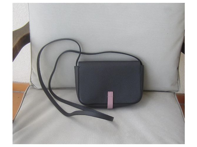 Borsa a spalla Céline in vitello granulato grigio antracite e lilla - vista 2
