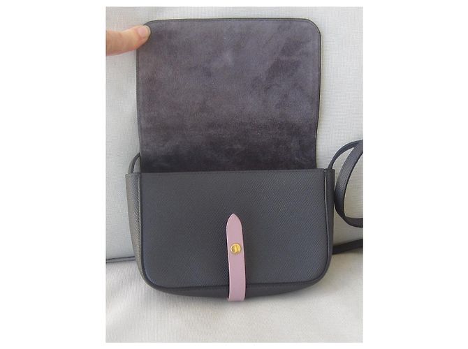 Borsa a spalla Céline in vitello granulato grigio antracite e lilla - vista 3