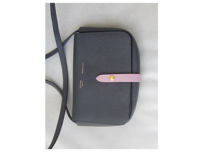 Borsa a spalla Céline in vitello granulato grigio antracite e lilla - vista 4