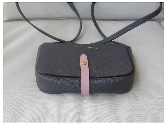 Borsa a spalla Céline in vitello granulato grigio antracite e lilla - vista 5