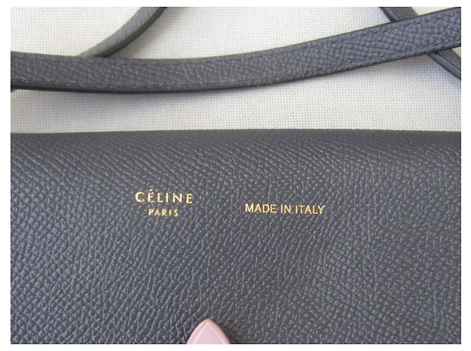 Borsa a spalla Céline in vitello granulato grigio antracite e lilla - vista 6