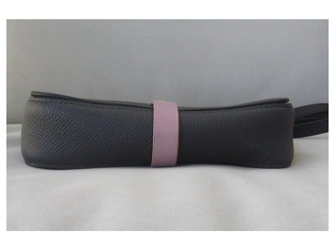 Borsa a spalla Céline in vitello granulato grigio antracite e lilla - vista 7