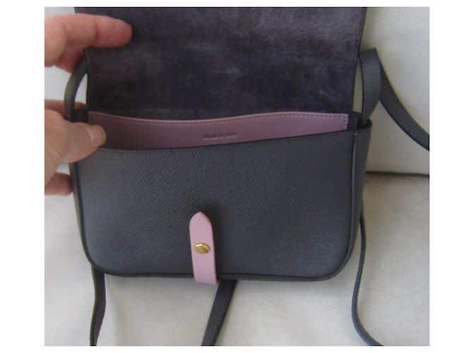 Borsa a spalla Céline in vitello granulato grigio antracite e lilla - vista 8