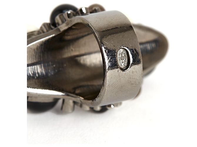 Chanel 04UN MAXI ANELLO DI PERLE T53/54 Argento - vista 5
