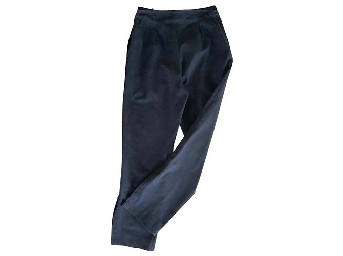 Pantalones rectos de algodón azul marino Hermès - vista 6