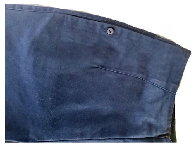 Pantalones rectos de algodón azul marino Hermès - vista 7