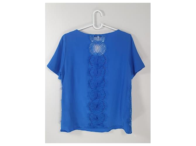 Blusa de encaje de seda azul Sandro - vista 3