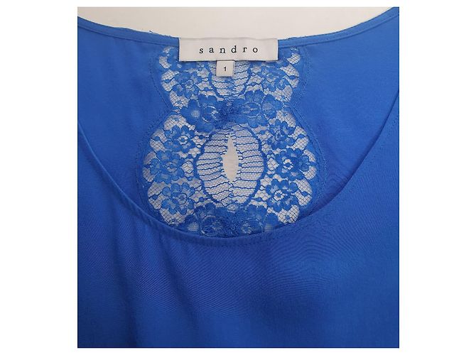 Blusa de encaje de seda azul Sandro - vista 4