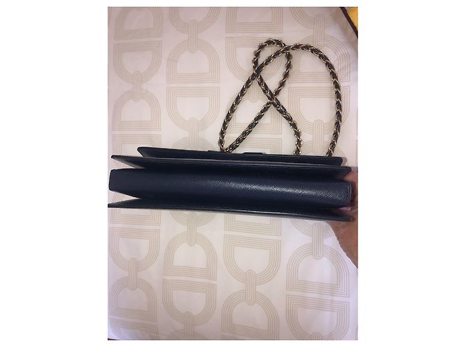 Borsa a mano Salvatore Ferragamo in pelle blu con tracolla a catena - vista 4