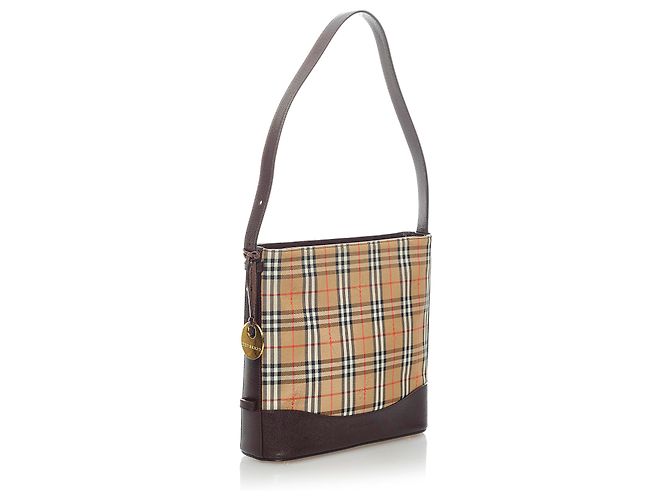 Borsa a tracolla in tela check Burberry Brown Haymarket Marrone Multicolore Beige - vista 2