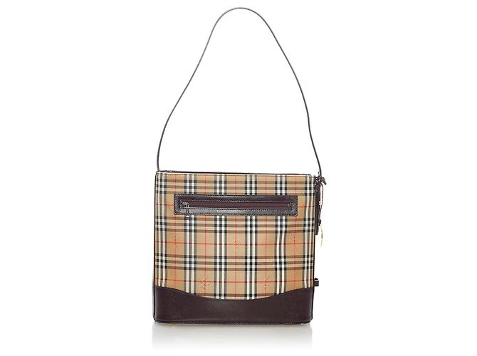 Borsa a tracolla in tela check Burberry Brown Haymarket Marrone Multicolore Beige - vista 3