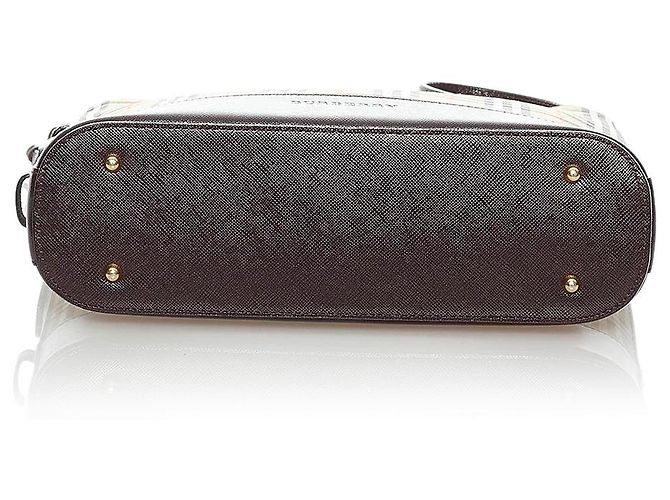 Borsa a tracolla in tela check Burberry Brown Haymarket Marrone Multicolore Beige - vista 4