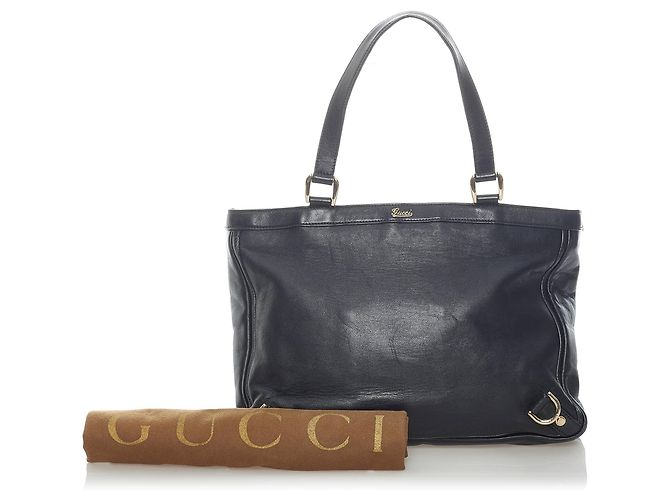 Sac cabas en cuir à anneau en D noir Abbey Gucci - vue 12