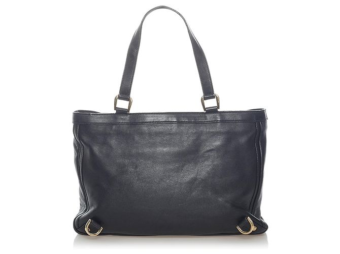 Sac cabas en cuir à anneau en D noir Abbey Gucci - vue 3