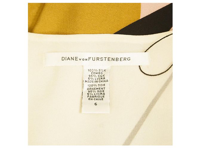 DVF Diane Von Furstenberg Bariloche Silk Multicolor Knopfhemd Minikleid Gr 4 Mehrfarben - Ansicht 6