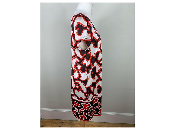 Diane Von Furstenberg DvF vintage vestido de seda Ayuka padrão ginko Multicor - vista 5