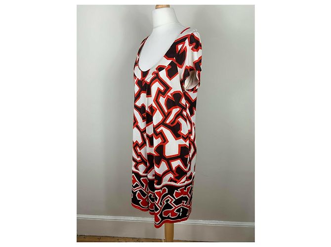 Diane Von Furstenberg DvF vintage vestido de seda Ayuka padrão ginko Multicor - vista 6