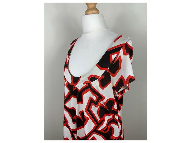 Diane Von Furstenberg DvF vintage vestido de seda Ayuka padrão ginko Multicor - vista 8