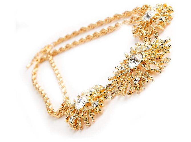 Collana Kenneth Jay Lane dorata con cristalli D'oro - vista 2