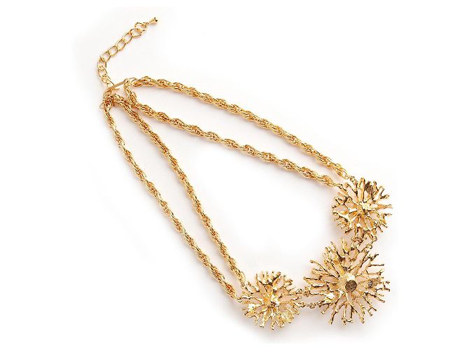 Collana Kenneth Jay Lane dorata con cristalli D'oro - vista 3