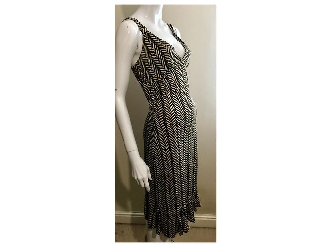 Diane Von Furstenberg Vestido de seda vintage DvF com padrão chevron/upperr Multicor - vista 2