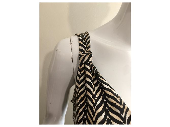 Diane Von Furstenberg Vestido de seda vintage DvF com padrão chevron/upperr Multicor - vista 5