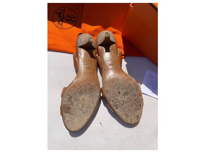 Sandali Hermès Sling back 70 pelle marrone - vista 5
