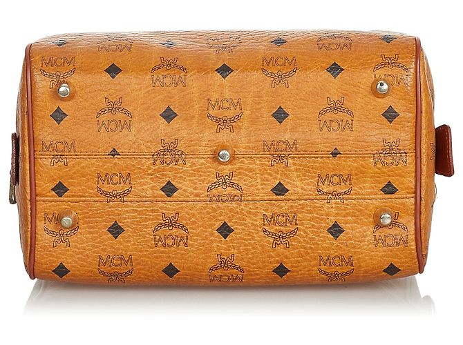 Borsa Boston in pelle MCM Brown Visetos Marrone Nero - vista 4
