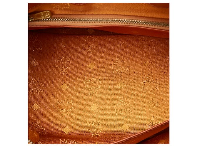 Borsa Boston in pelle MCM Brown Visetos Marrone Nero - vista 5