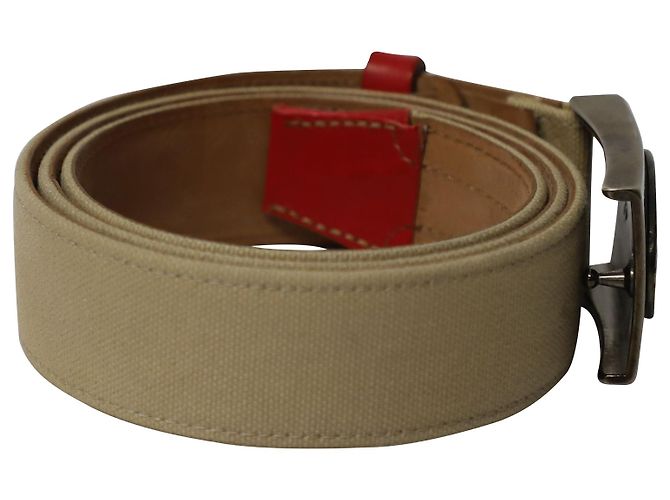 Tod's Logo Buckle Belt in Beige Canvas - view 3