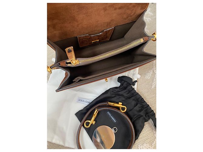Borsa a mano in pelle marrone Dolce & Gabbana - vista 3