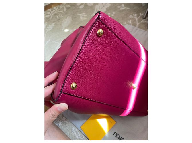Borsa a mano Fendi in pelle rosa - vista 5